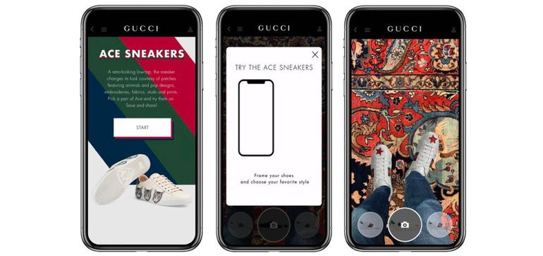 Gucci offer an opportunity to try their new line of sneakers in AR